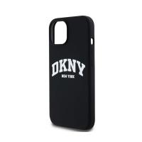 DKNY Liquid Silicone White Printed Logo MagSafe - Etui iPhone 15 / 14 / 13 (czarny)