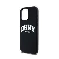 DKNY Liquid Silicone White Printed Logo MagSafe - Etui iPhone 15 Pro Max (czarny)