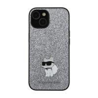 Karl Lagerfeld Fixed Glitter Choupette Logo Metal Pin - Etui Samsung Galaxy A55 5G (srebrny)