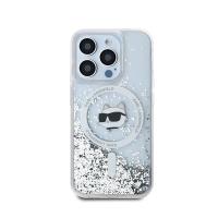 Karl Lagerfeld Liquid Glitter Choupette Head MagSafe - Etui iPhone 15 Pro (przezroczysty)