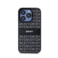 DKNY Leather Mono Stripe & Metal Logo - Etui iPhone 15 Pro (czarny)