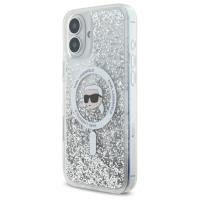 Karl Lagerfeld Liquid Glitter Karl Head MagSafe - Etui iPhone 16 Plus (przezroczysty)