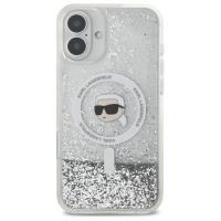 Karl Lagerfeld Liquid Glitter Karl Head MagSafe - Etui iPhone 16 Plus (przezroczysty)