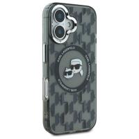 Karl Lagerfeld IML Monogram Karl & Choupette Head MagSafe - Etui iPhone 16 (czarny)