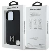 Karl Lagerfeld Silicone Shadow Metal Initial MagSafe - Etui iPhone 16 Pro Max (czarny)