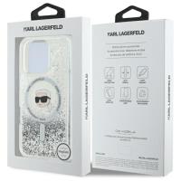 Karl Lagerfeld Liquid Glitter Karl Head MagSafe - Etui iPhone 16 Pro (przezroczysty)