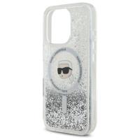 Karl Lagerfeld Liquid Glitter Karl Head MagSafe - Etui iPhone 16 Pro Max (przezroczysty)