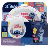 Disney Stitch - Zestaw naczyń do mikrofali 5 szt. z kolekcji Palms (talerz, miska, kubeczek, widelec, łyżeczka)