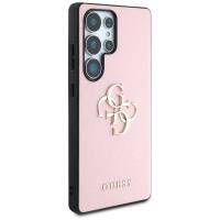 Guess Grained Big 4G Logo Small Classic Logo - Etui do Samsung Galaxy S25 Ultra (różowy)