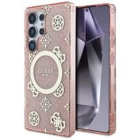 Guess 4G Background Gold Electroplated Peony Pattern MagSafe - Etui do Samsung Galaxy S25 Ultra (różowy) Guess 4G Background Gold Electroplated Peony Pattern MagSafe - Etui do Samsung Galaxy S25 Ultra (różowy)