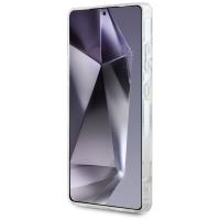 Guess Glitter Flowers Triangle Buttons MagSafe - Etui do Samsung Galaxy S25 Ultra (biały)