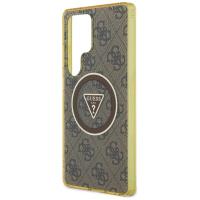 Guess 4G Glitter Triangle Buttons MagSafe - Etui do Samsung Galaxy S25 Ultra (brązowy)