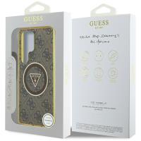 Guess 4G Glitter Triangle Buttons MagSafe - Etui do Samsung Galaxy S25 Ultra (brązowy)
