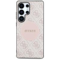 Guess 4G Round Patch Classic Logo MagSafe - Etui do Samsung Galaxy S25 Ultra (różowy)