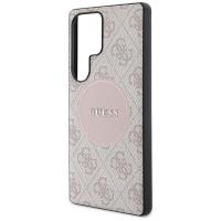Guess 4G Round Patch Classic Logo MagSafe - Etui do Samsung Galaxy S25 Ultra (różowy)