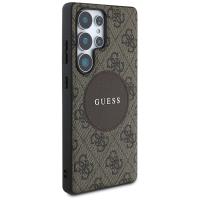 Guess 4G Round Patch Classic Logo MagSafe - Etui do Samsung Galaxy S25 Ultra (brązowy)