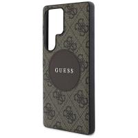 Guess 4G Round Patch Classic Logo MagSafe - Etui do Samsung Galaxy S25 Ultra (brązowy)