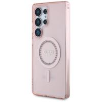 Guess Rhinestones Printed Classic Logo MagSafe - Etui do Samsung Galaxy S25 Ultra (różowy)
