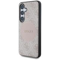 Guess 4G Round Patch Classic Logo MagSafe - Etui do Samsung Galaxy S25+ (różowy)