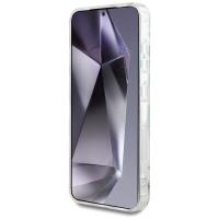 Guess Glitter Flowers Triangle Buttons MagSafe - Etui do Samsung Galaxy S25 (biały)