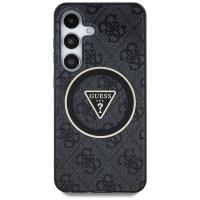 Guess 4G Glitter Triangle Buttons MagSafe - Etui do Samsung Galaxy S25 (czarny)