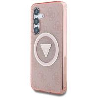 Guess 4G Glitter Triangle Buttons MagSafe - Etui do Samsung Galaxy S25 (różowy)