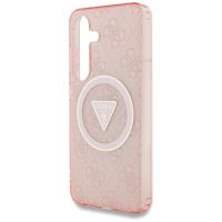 Guess 4G Glitter Triangle Buttons MagSafe - Etui do Samsung Galaxy S25 (różowy)
