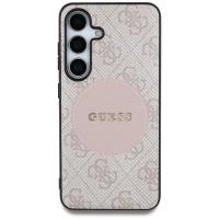 Guess 4G Round Patch Classic Logo MagSafe - Etui do Samsung Galaxy S25 (różowy)