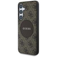 Guess 4G Round Patch Classic Logo MagSafe - Etui do Samsung Galaxy S25 (brązowy)