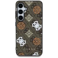 Guess 4G Printed Colored Peony Pattern MagSafe - Etui do Samsung Galaxy S25 (brązowy)