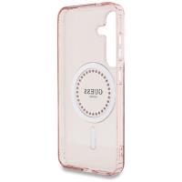 Guess Rhinestones Printed Classic Logo MagSafe - Etui do Samsung Galaxy S25 (różowy)