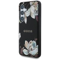Guess Grained Printed Flower Pattern MagSafe - Etui do Samsung Galaxy S25 (czarny)