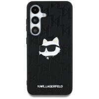 Karl Lagerfeld Leather Monogram Pin Logo Choupette Head - Etui Samsung Galaxy S25+ (czarny)