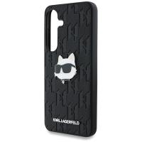 Karl Lagerfeld Leather Monogram Pin Logo Choupette Head - Etui Samsung Galaxy S25+ (czarny)