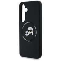 Karl Lagerfeld Silicone Double Heads And Circle MagSafe - Etui Samsung Galaxy S25 (czarny)