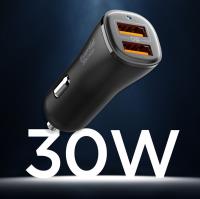 Spigen Essential EV302 - Ładowarka samochodowa 2x USB-A 30W (Czarny)