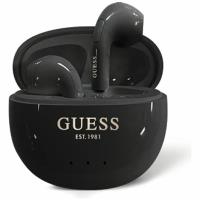 Guess Glossy Effect Egg Shape Printed Classic Logo - Słuchawki Bluetooth TWS + etui ładujące (czarny)