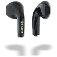 Guess Glossy Effect Egg Shape Printed Classic Logo - Słuchawki Bluetooth TWS + etui ładujące (czarny)