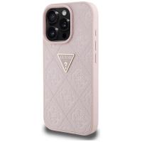 Guess Hot Stamp 4G Pattern Triangle Metal Logo - Etui do iPhone 16 Pro (różowy)