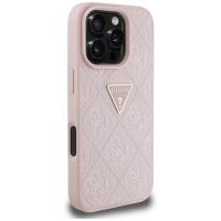 Guess Hot Stamp 4G Pattern Triangle Metal Logo - Etui do iPhone 16 Pro (różowy)