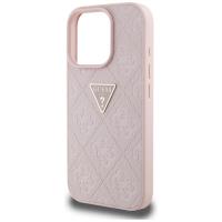 Guess Hot Stamp 4G Pattern Triangle Metal Logo - Etui do iPhone 16 Pro (różowy)