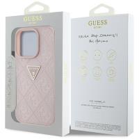 Guess Hot Stamp 4G Pattern Triangle Metal Logo - Etui do iPhone 16 Pro (różowy)