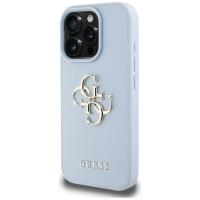 Guess Grained Big 4G Logo Small Classic Logo - Etui do iPhone 16 Pro (niebieski)