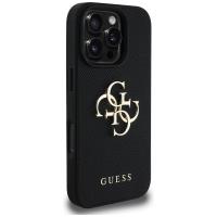 Guess Grained Big 4G Logo Small Classic Logo - Etui do iPhone 16 Pro (czarny)