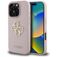 Guess Grained Big 4G Logo Small Classic Logo - Etui do iPhone 16 Pro (różowy)