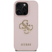 Guess Grained Big 4G Logo Small Classic Logo - Etui do iPhone 16 Pro (różowy)