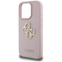 Guess Grained Big 4G Logo Small Classic Logo - Etui do iPhone 16 Pro (różowy)