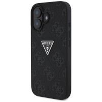 Guess Hot Stamp 4G Pattern Triangle Metal Logo - Etui do iPhone 16 (czarny)