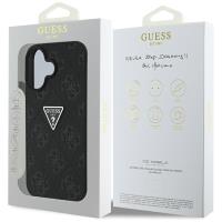 Guess Hot Stamp 4G Pattern Triangle Metal Logo - Etui do iPhone 16 (czarny)