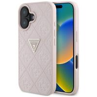 Guess Hot Stamp 4G Pattern Triangle Metal Logo - Etui do iPhone 16 (różowy)